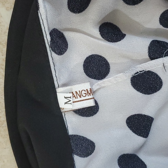 Black & White Sleeveless Polka-dot Summer Dress size M Collared Neck w/ Buttons - Picture 8 of 15